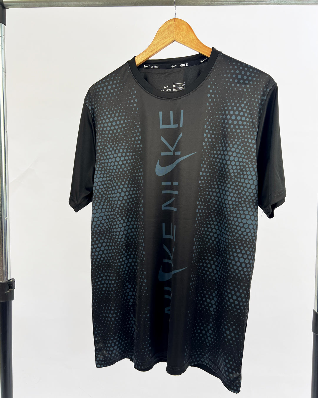 Nike polka dotted print sports t-shirt in black