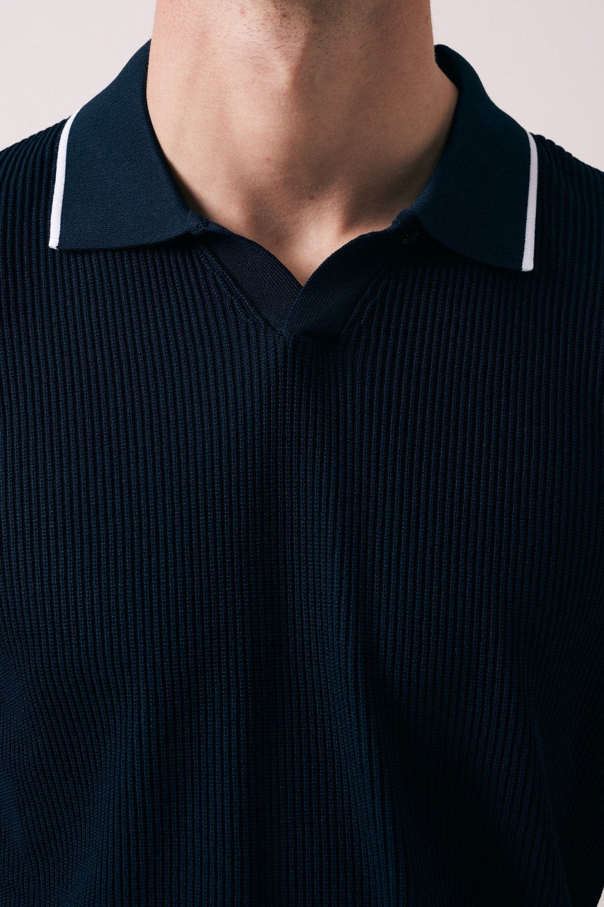 Massimo Collar detail polo shirt in blue