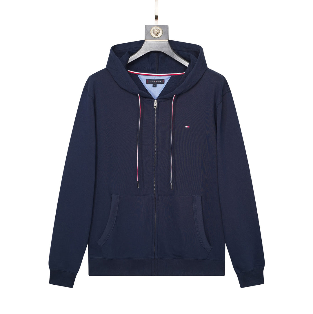 Tommy Hilfiger micro logo zipper hoodie in navy