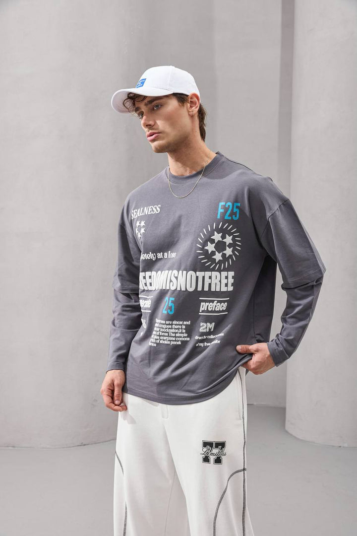2morrow Oversized Graphic Text Print in Wash