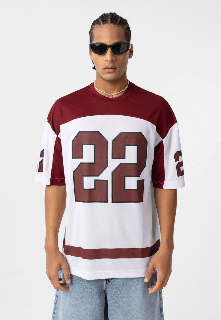 Essence of Life Mesh Jersey in Burgundy