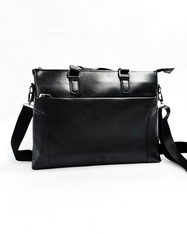 Garm Island Leather Briefcase in black