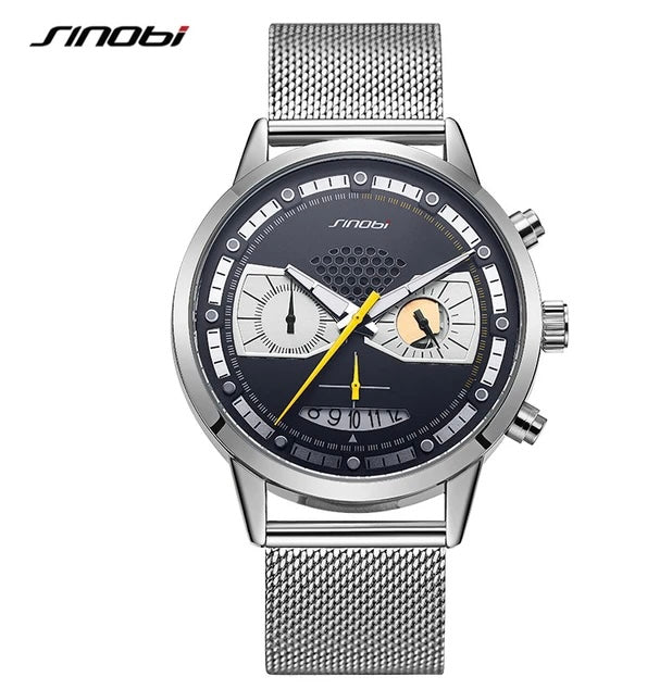 Sinobi Mens Casual Creative Watch in Silver/Black