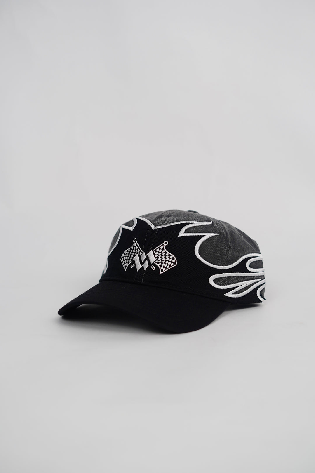 Flames Print Adjustable Cap in Black