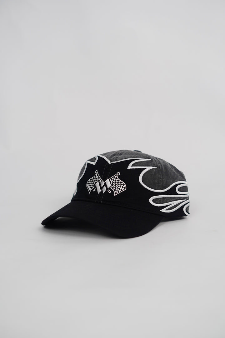 Flames Print Adjustable Cap in Black