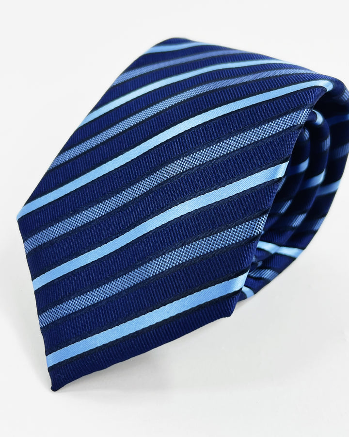 Royal blue silk striped tie