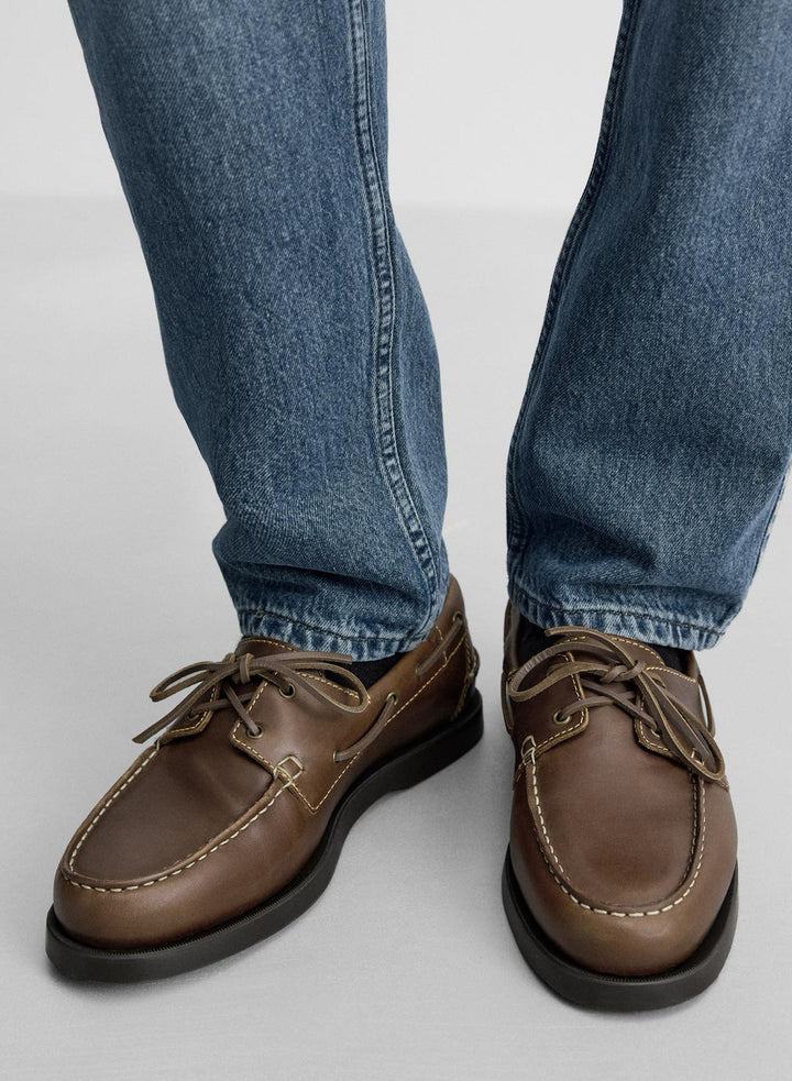 ZARA LEATHER TASSEL LOAFERS IN BROWN