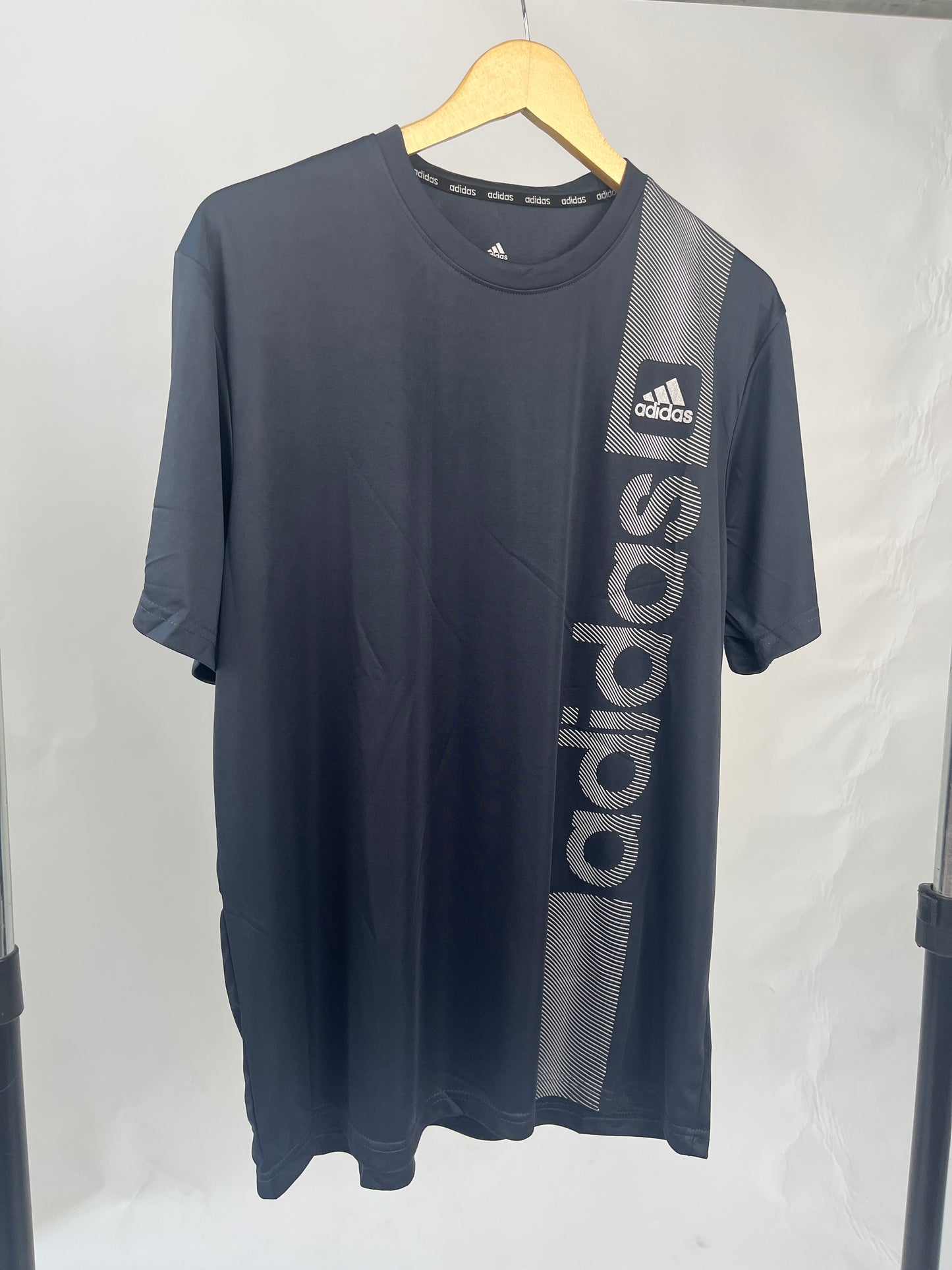 Adidas Side Print logo sports T-shirt in teal gray – Garmisland