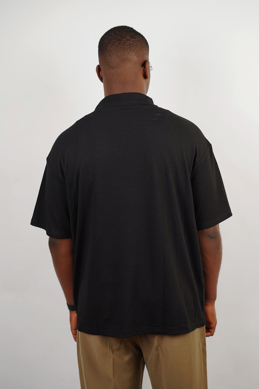 Garm Island Mock Neck Polo Shirt in Black