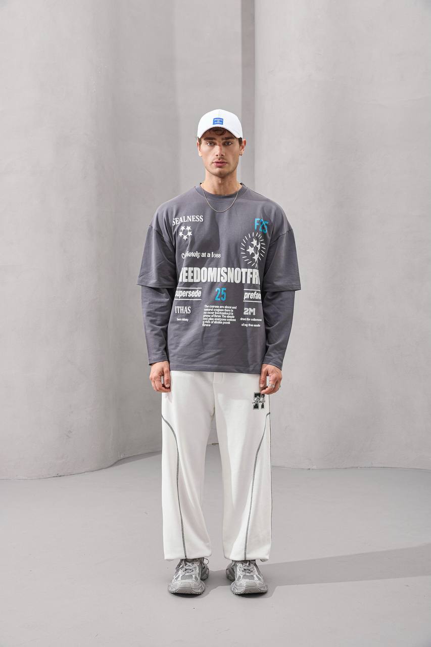 2morrow Oversized Graphic Text Print in Wash