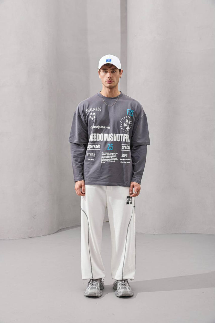 2morrow Oversized Graphic Text Print in Wash