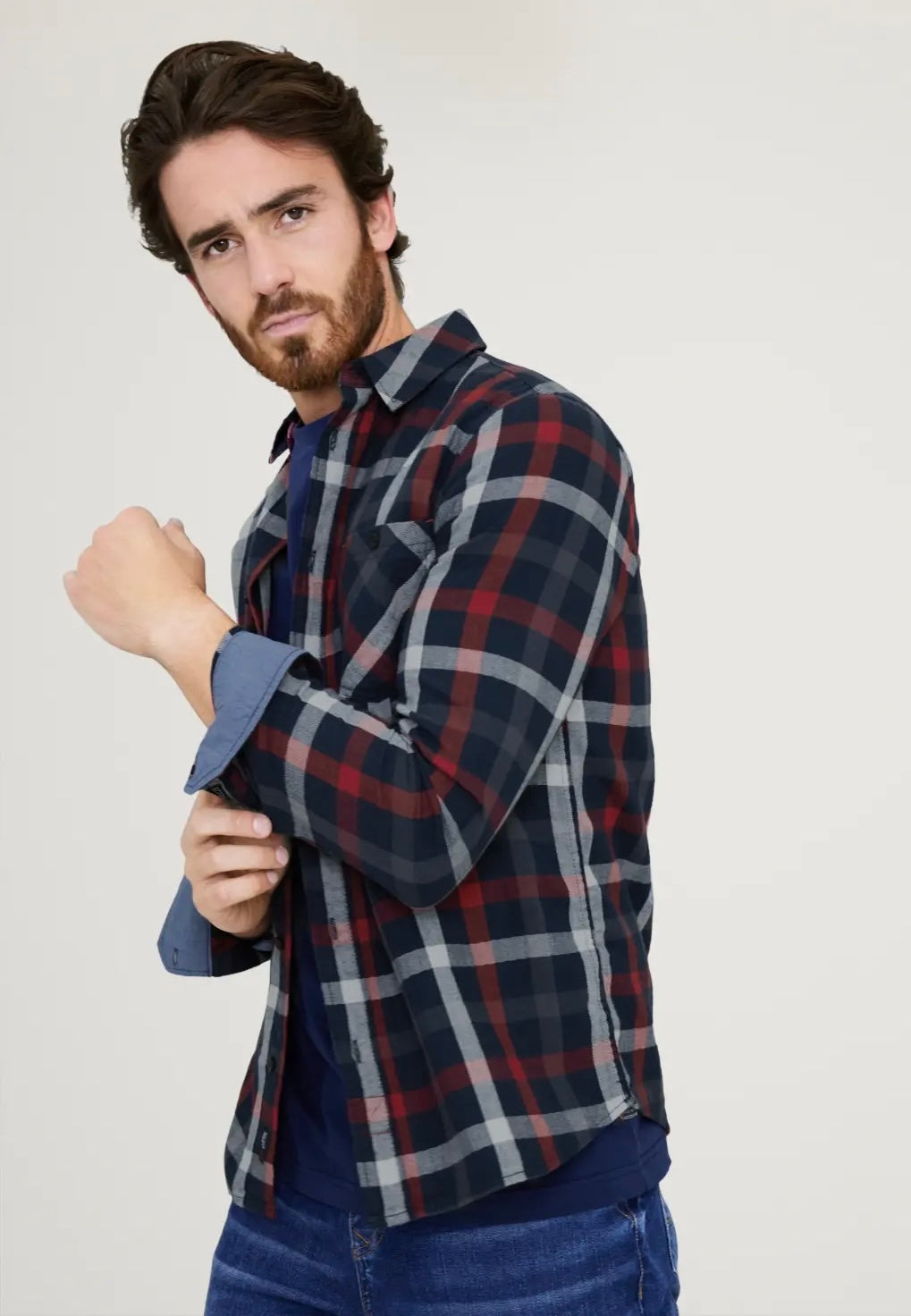 Street One Men plaid shirt in red and blue