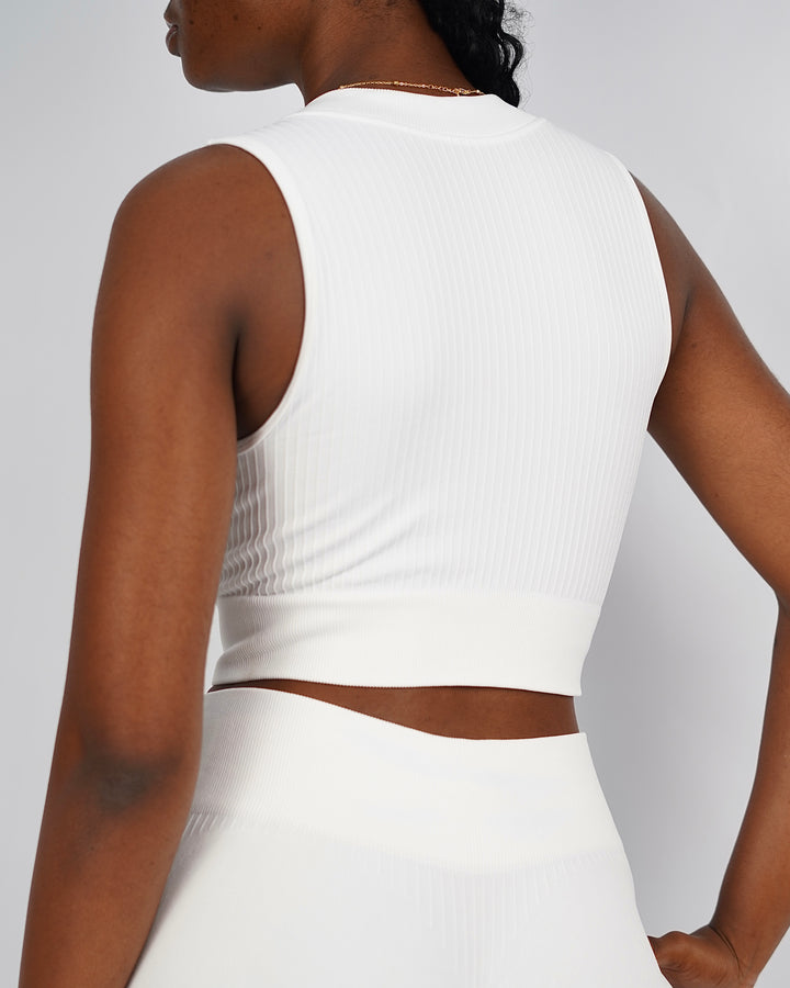 Garm Island Seamless Ribbed Tank Vest in white