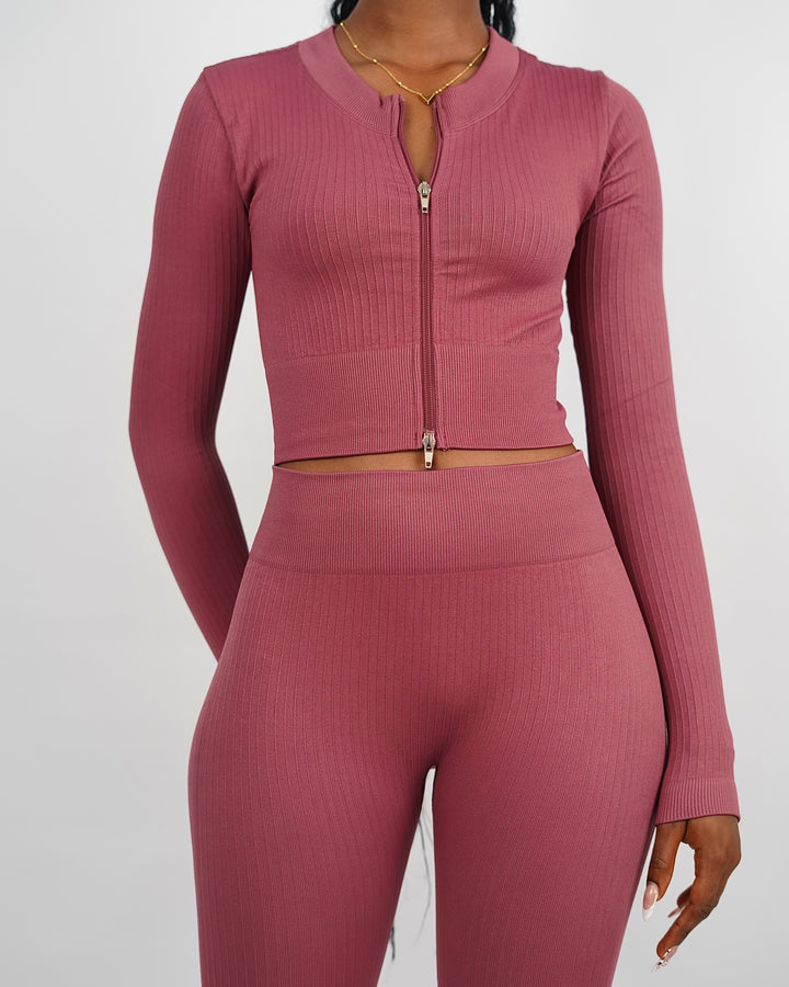 Garm Island Seamless Ribbed Long Sleeve in magenta