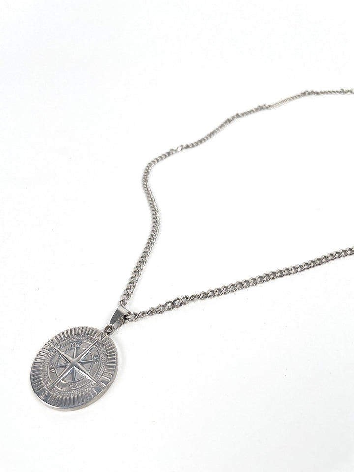 Garm Island Compass Necklace in Silver