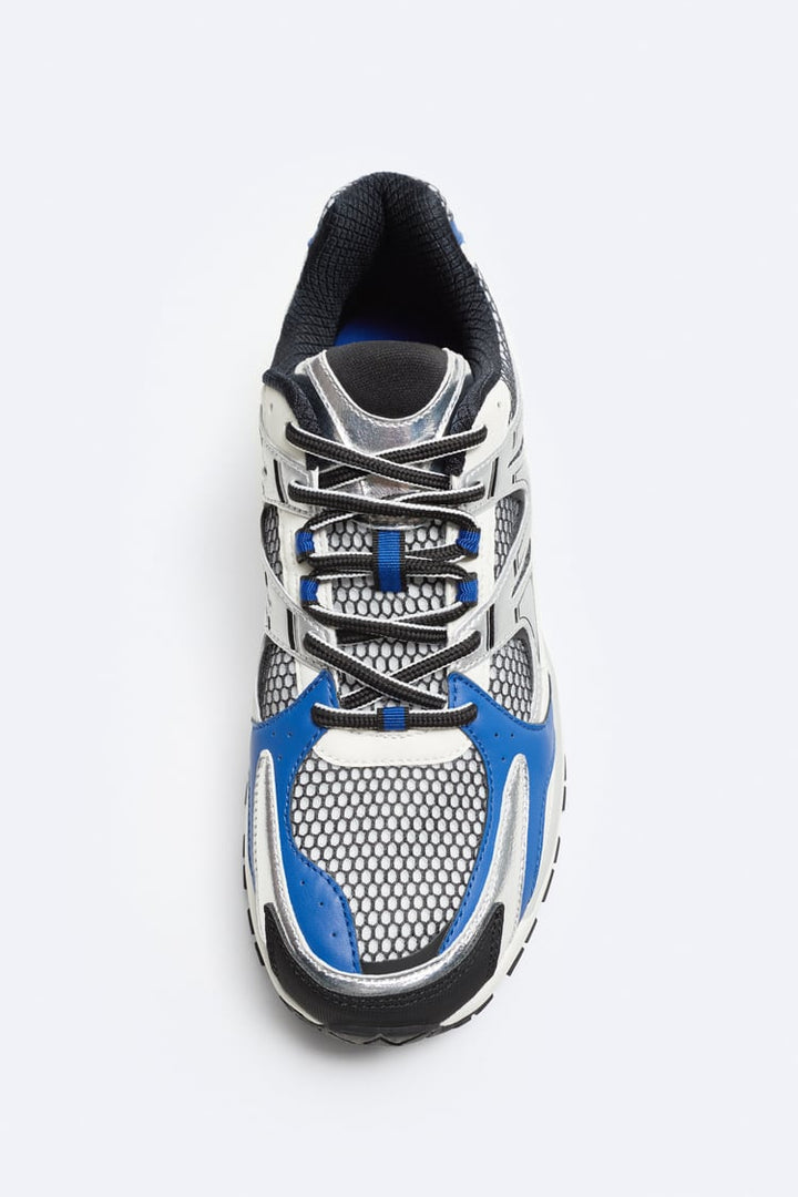 ZARA MULTICOLORED RUNNING SNEAKERS IN BLUE