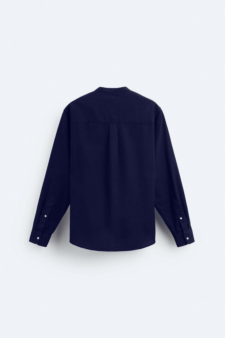 Garm Island Linen Blend Tab Collar shirt in navy