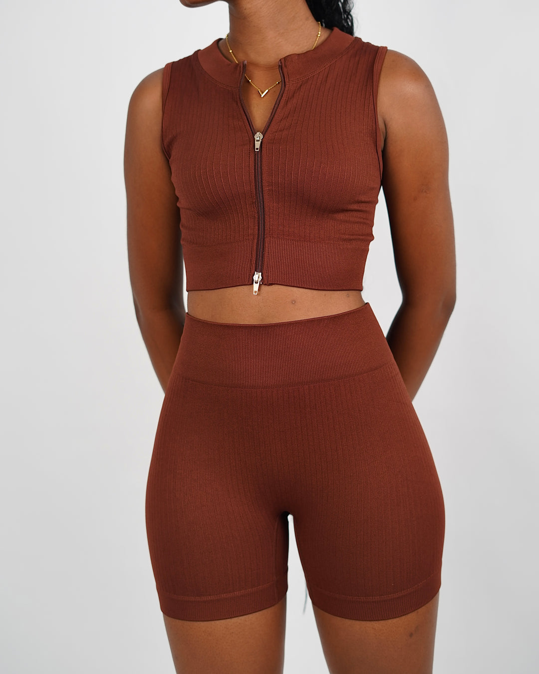 Garm Island Seamless Ribbed Short Sleeve in Brown