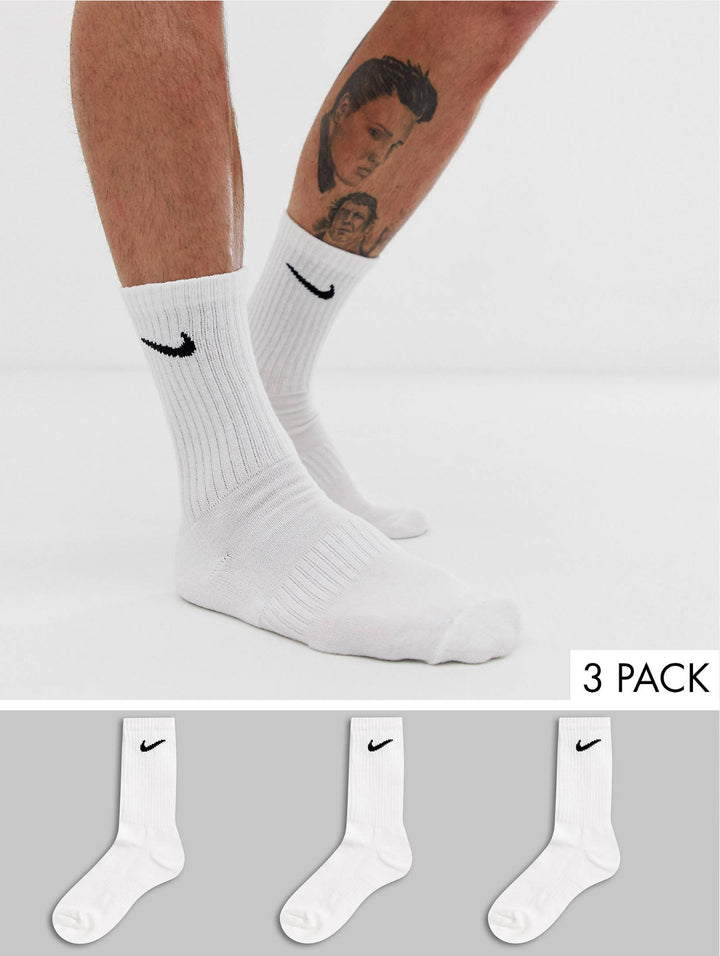 Nike 3 pack Crew Socks in white