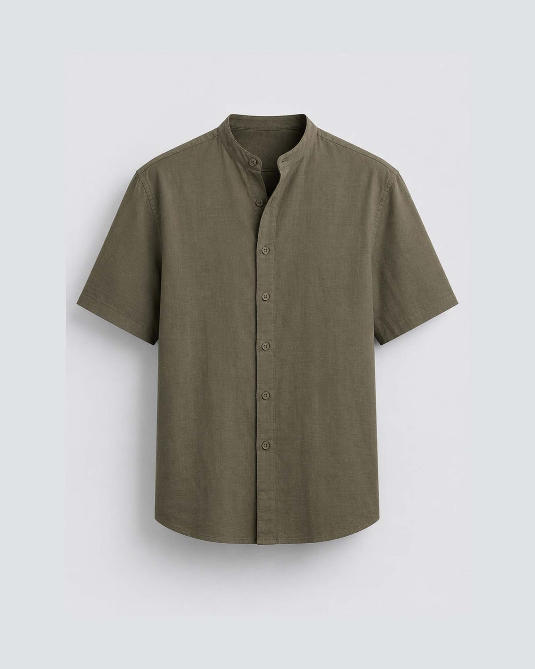 Massimo Linen Short Sleeve Button Down Shirt in Khaki