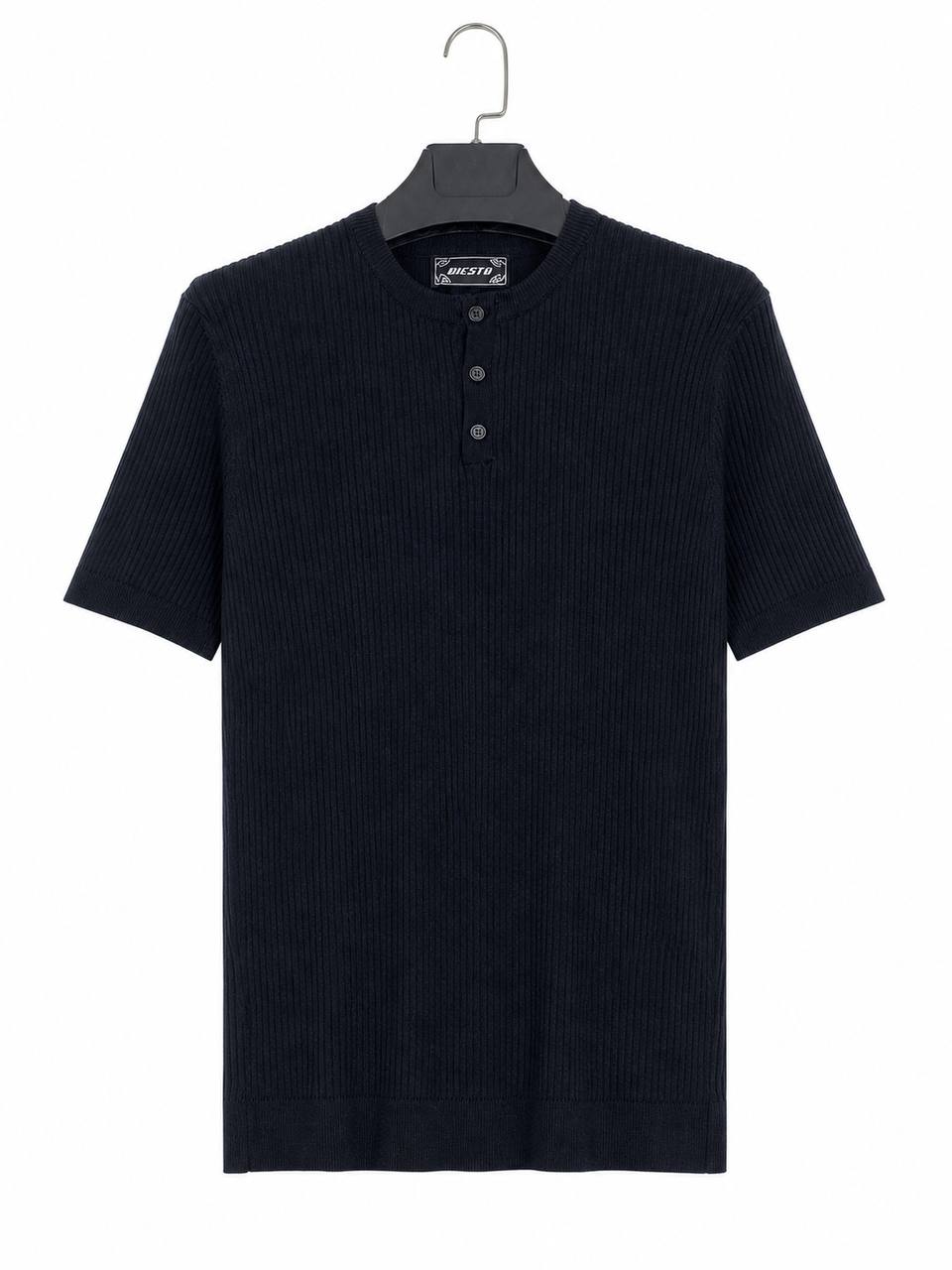 Giesto Henley Shortsleeve Shirt in Black