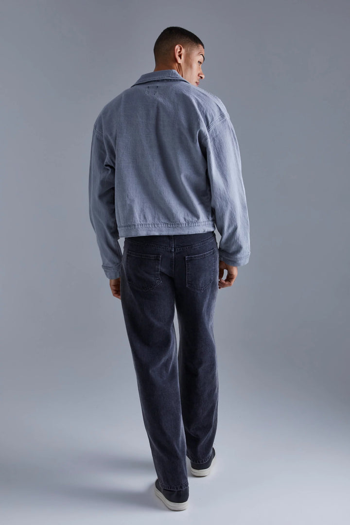 BOOHOOMAN BOXY FIT DROPPED SHOULDER DENIM JACKET