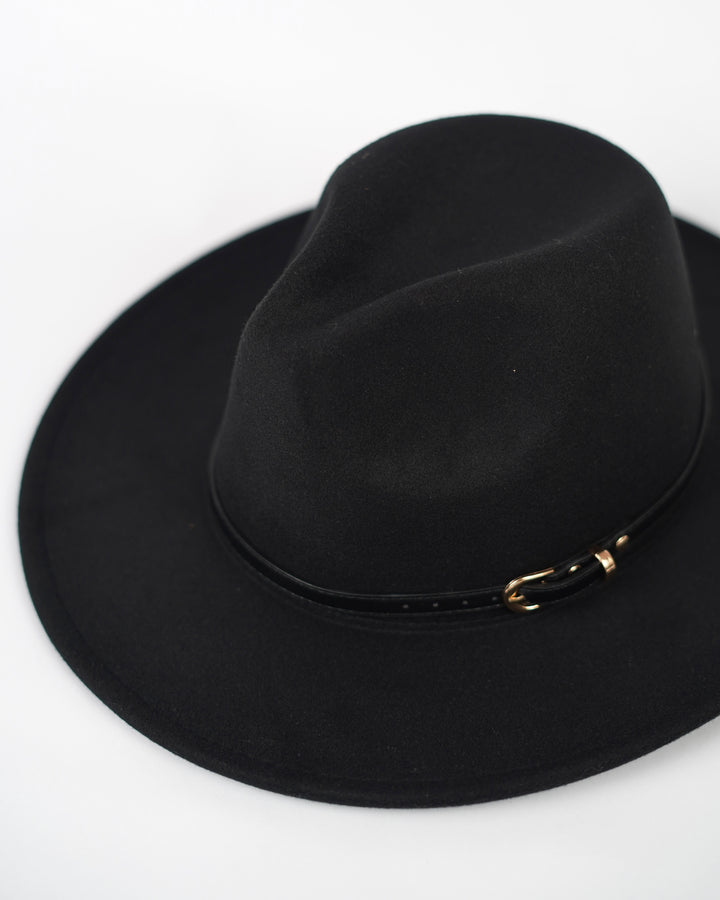 Men’s Fedora Wide Brim Hat in Black