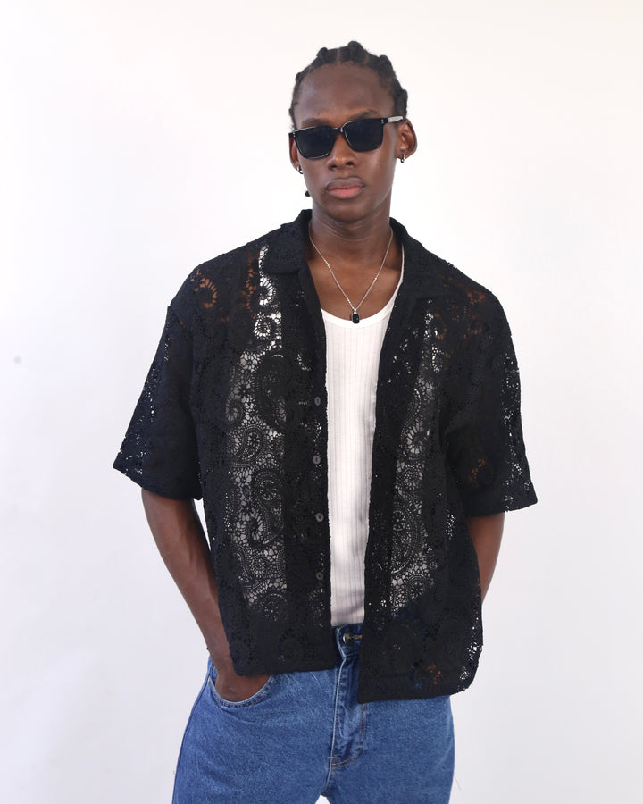 Garm Island Rico Crotchet Shirt in black