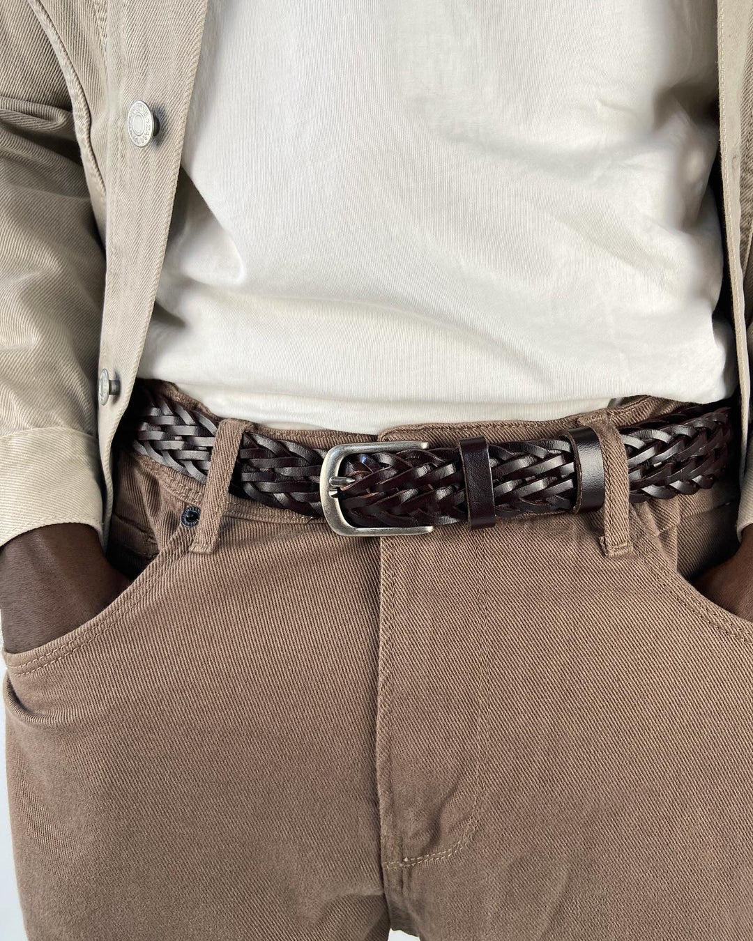 Garm Island Woven Belt in Coffee Brown