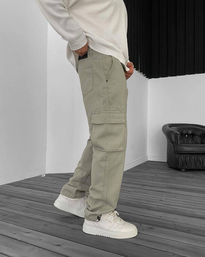 Difransel baggy cargo jeans in khaki