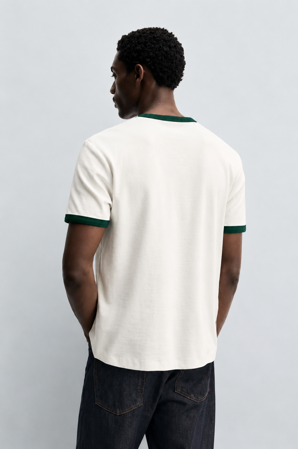 Vamos Contrast Collar Oversized T-shirt in White