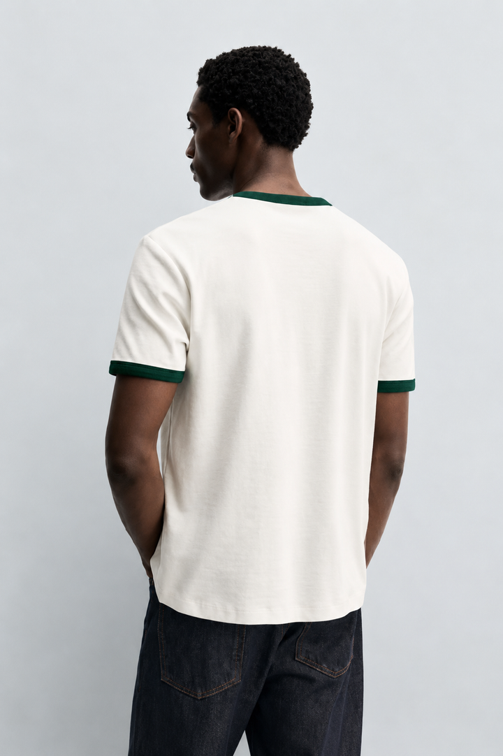 Vamos Contrast Collar Oversized T-shirt in White