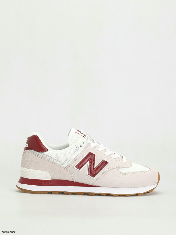 New balance 574 trainers in off white and burgundy