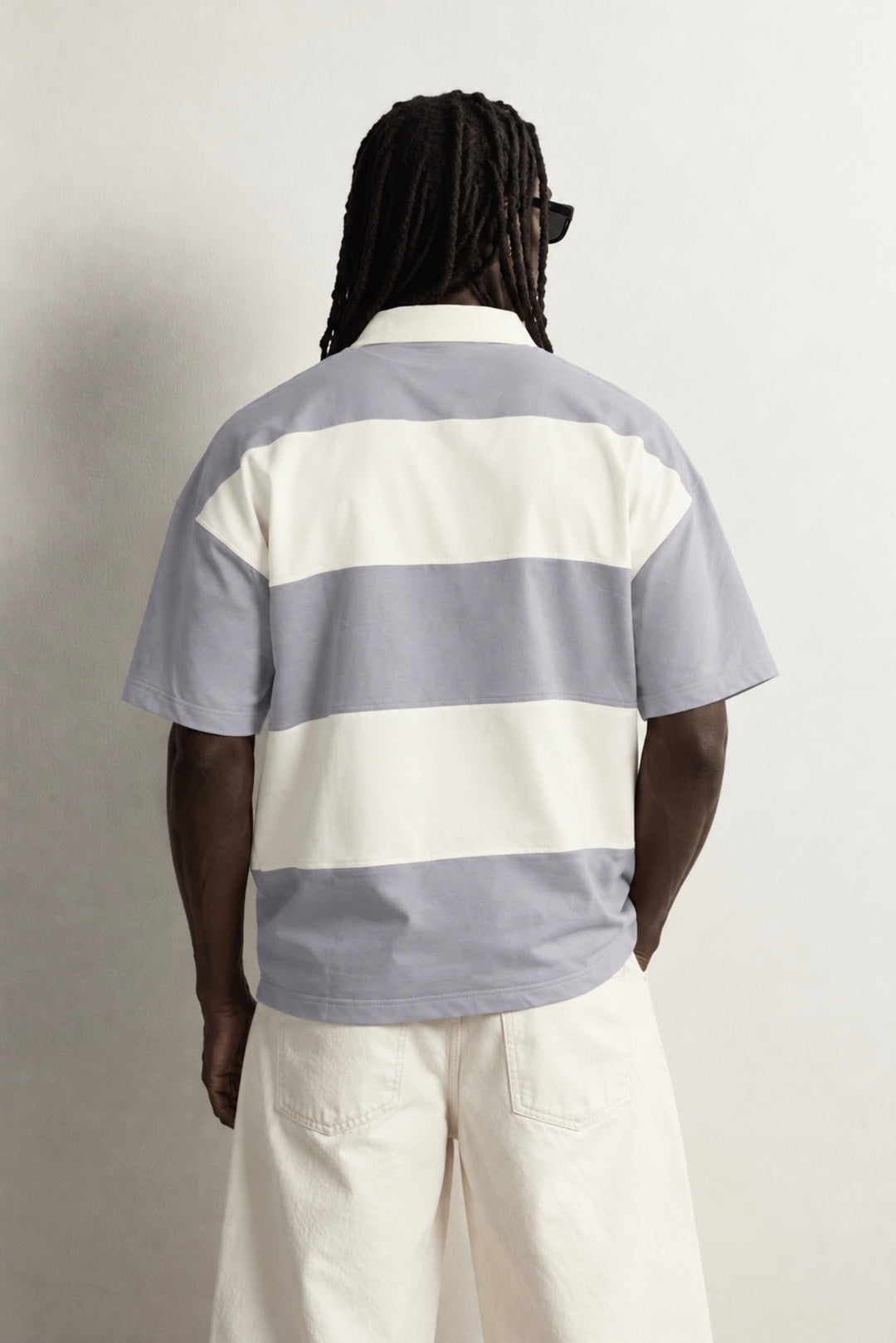 Garm Island Embroidered Short Sleeve Polo Shirt in Grey