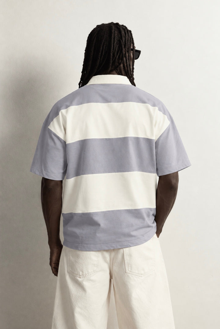 Garm Island Embroidered Short Sleeve Polo Shirt in Grey