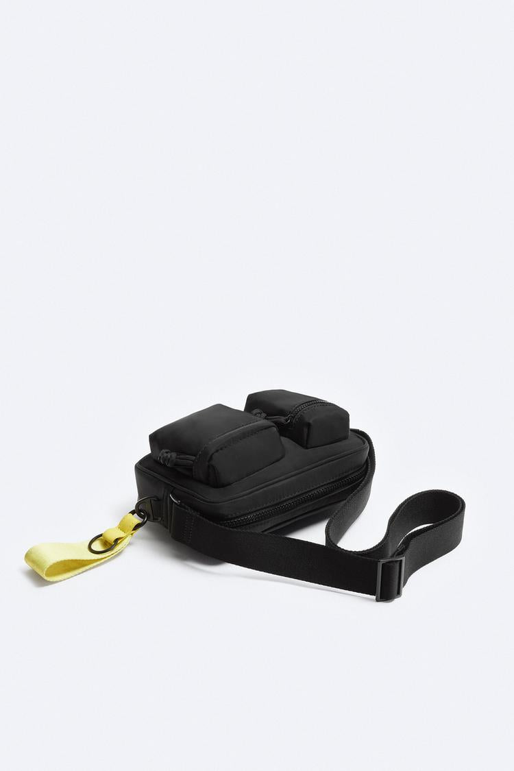 ZARA MENS KEYCHAIN CROSSBODY BAG IN BLACK