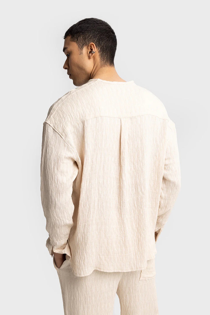 Giesto creased long sleeve shirt in off white