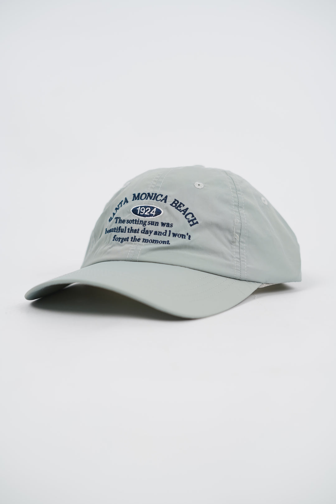 Embroidered Text Curved Adjustable Baseball Cap in Dusty blue