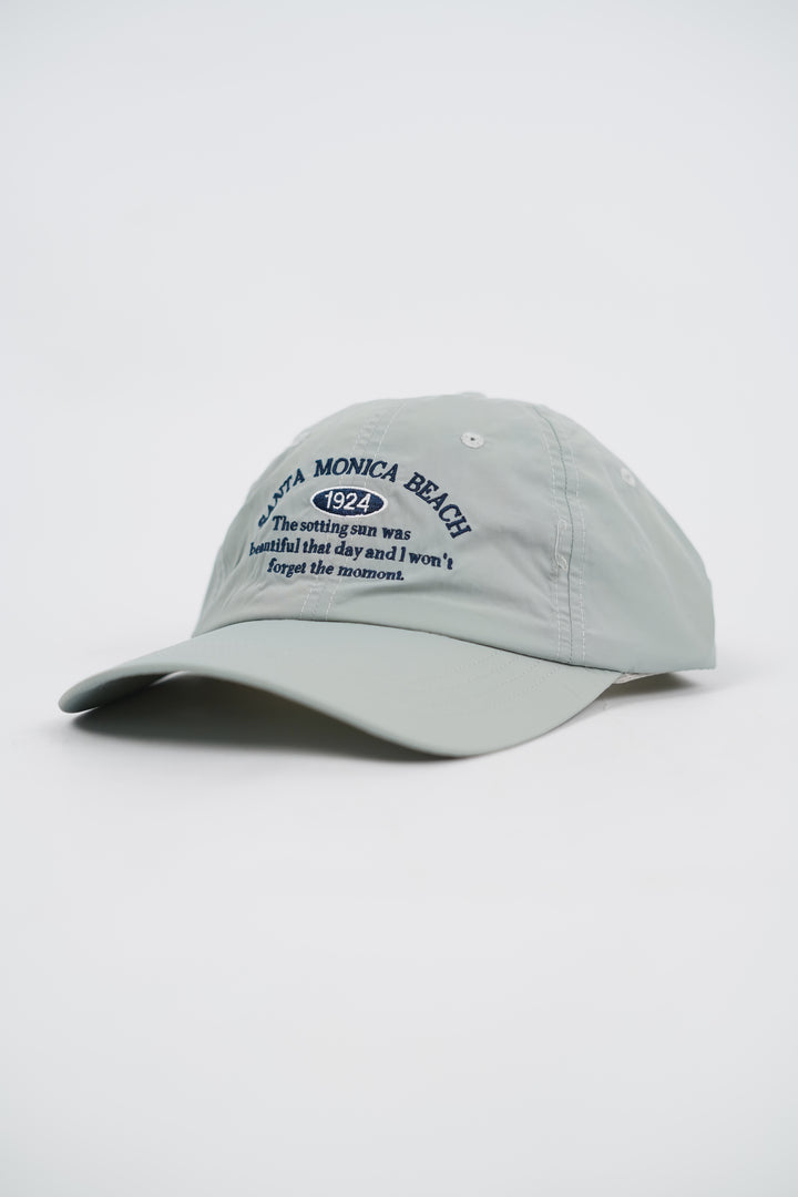 Embroidered Text Curved Adjustable Baseball Cap in Dusty blue