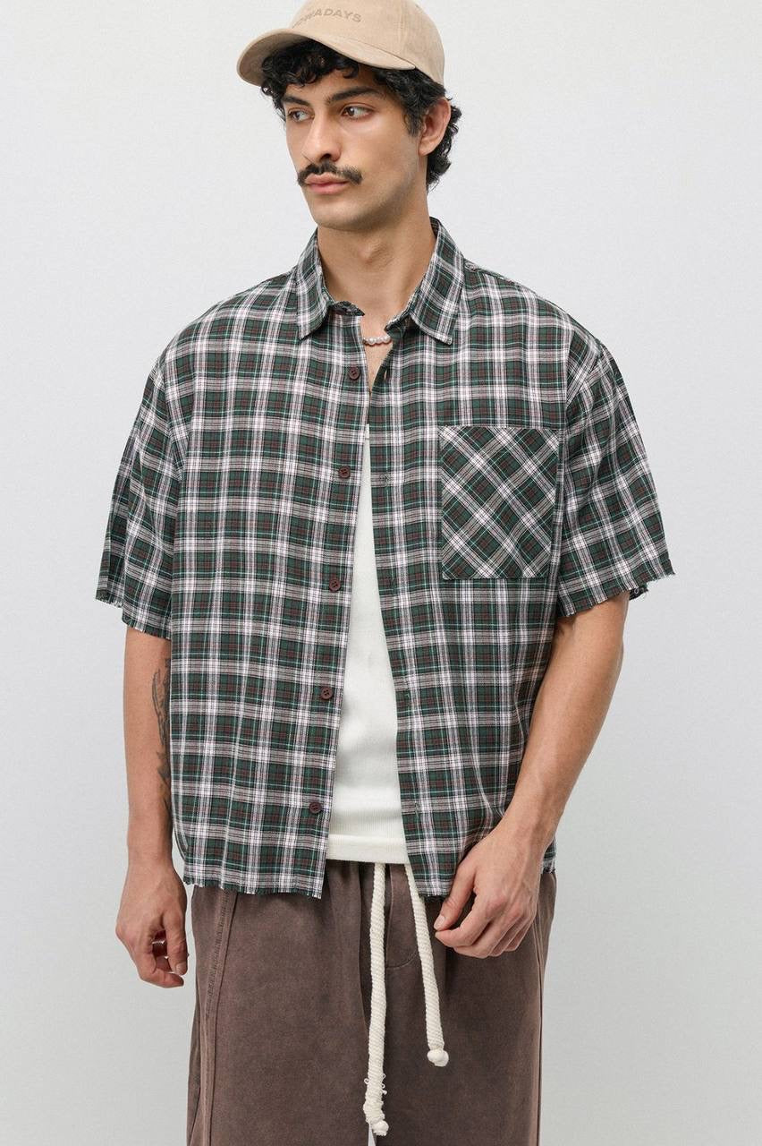 Vamos Plaid Short Sleeve shirt in Green