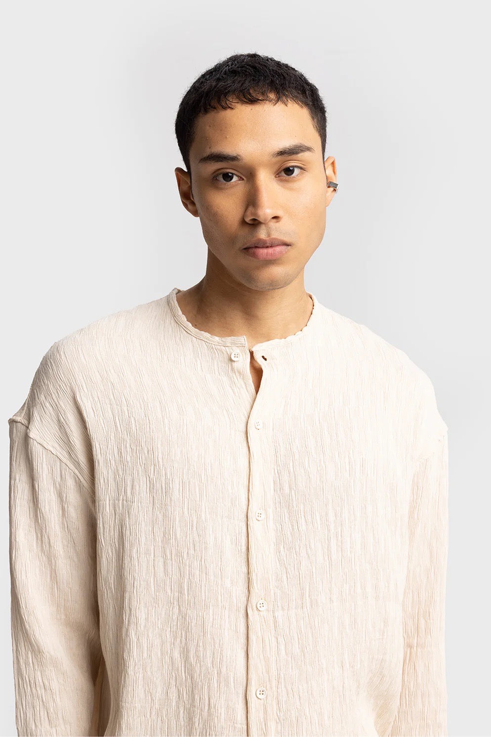 Giesto creased long sleeve shirt in off white