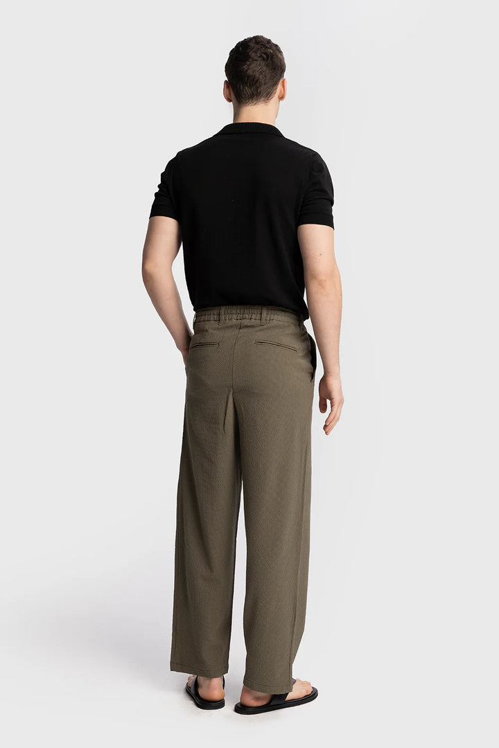 Giesto Gofre roped trousers in khaki