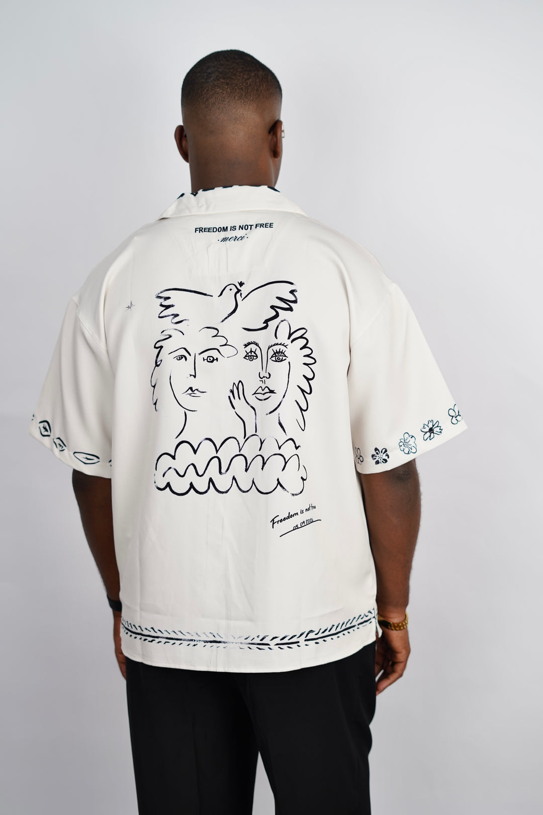 2morrow Abstract Print Revere Shirt in White