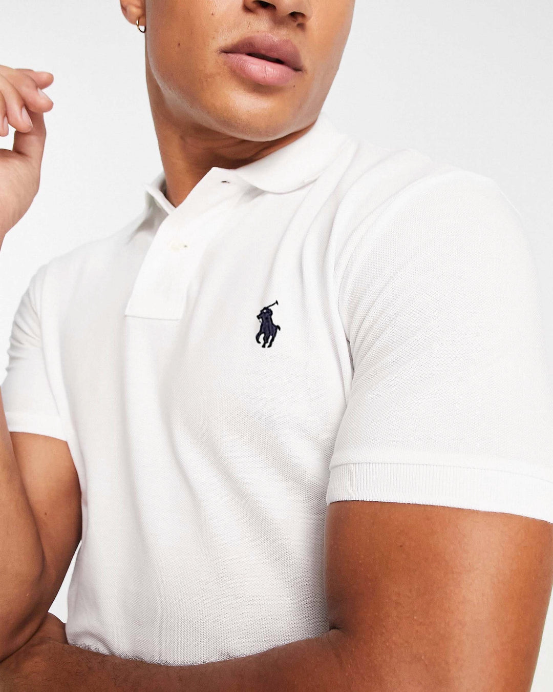 Ralph Lauren white and black slim fit polo shirt