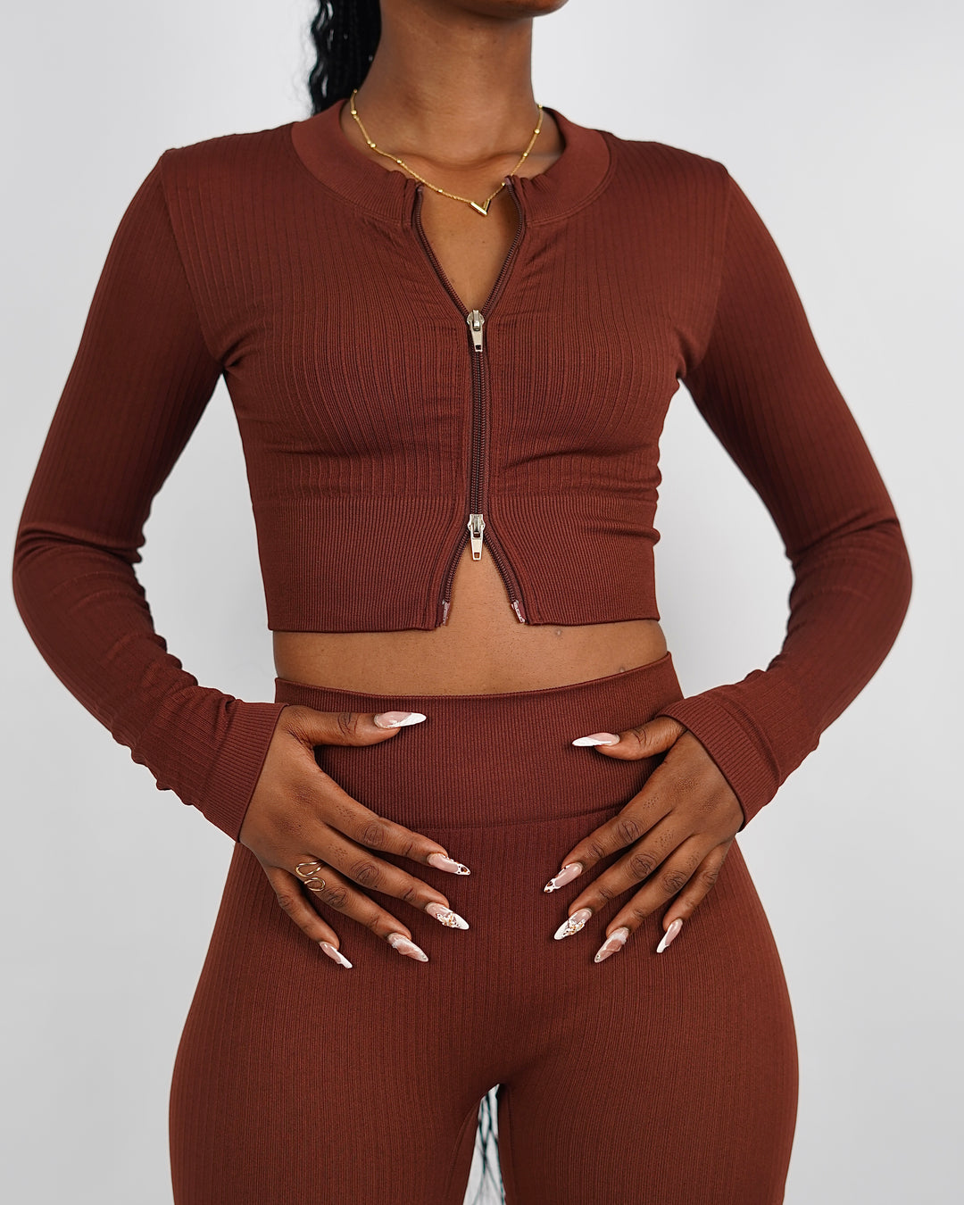 Garm Island Seamless Ribbed Long Sleeve in Brown
