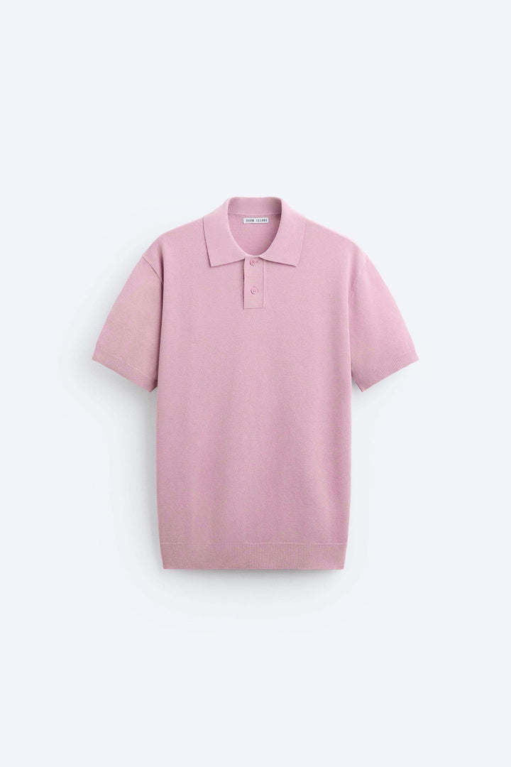 Garm Island Basic Knit Polo in Pink