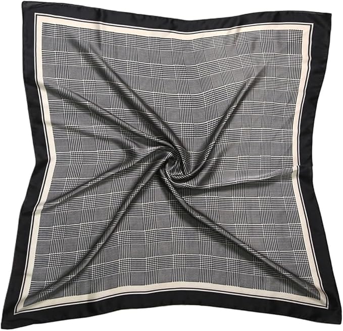 Square Simulation Satin Silk Scarf in Black