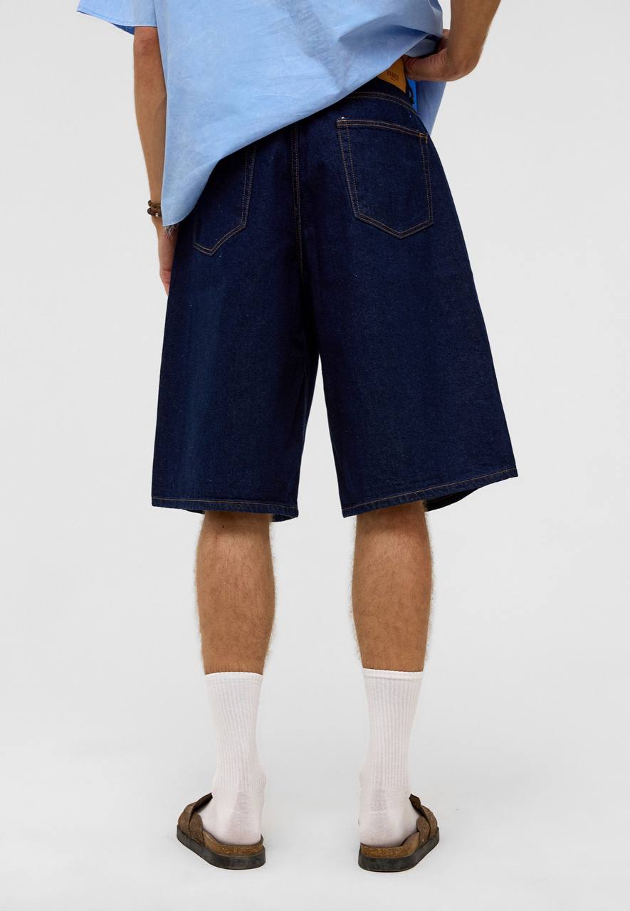Vamos Baggy Jeans Shorts in Dark Blue
