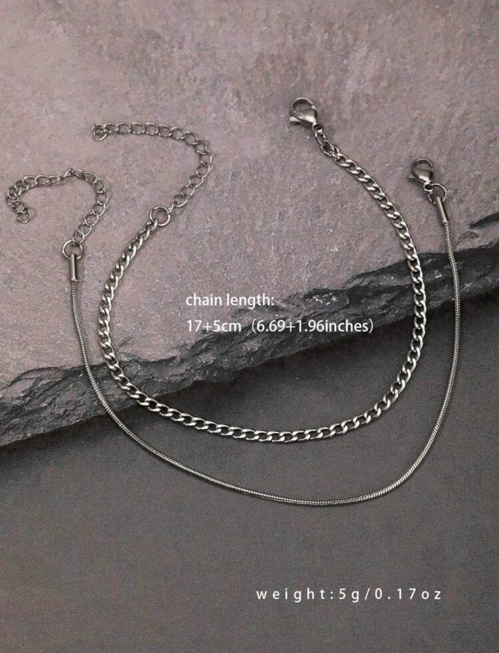 2pcs Cool & Trendy Men Link Double-Layered Bracelet