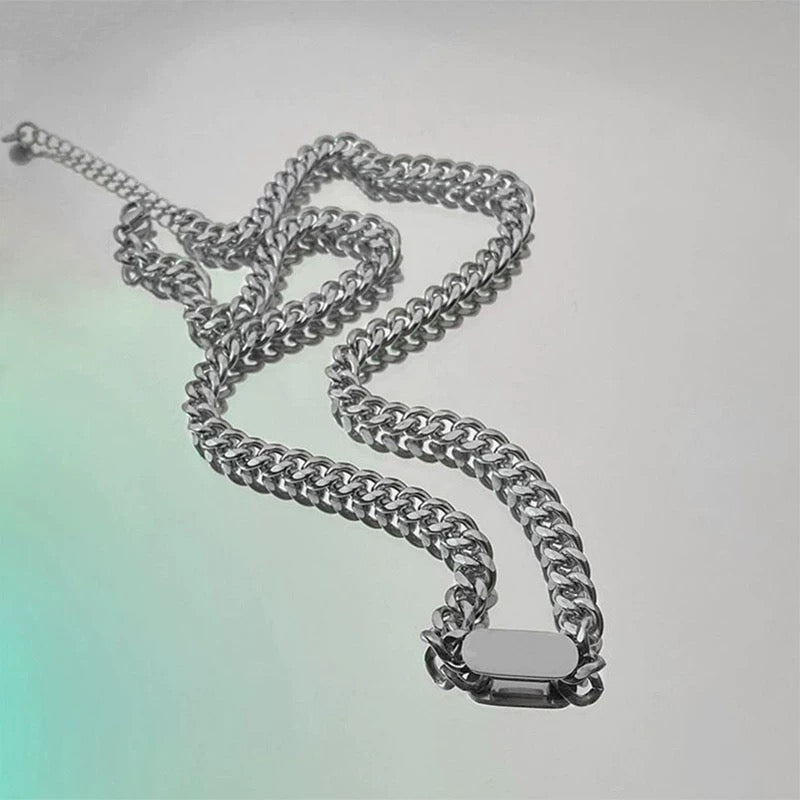 Men simple necklace with tag